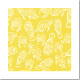 Manatee Pattern - Illuminating Yellow Posters and Art